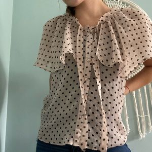 Pink and Black polka dot Blouse